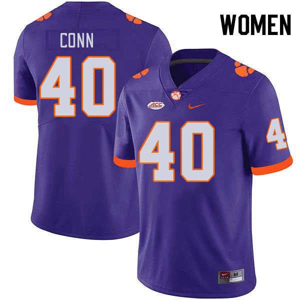 Women's Clemson Tigers Brodey Conn #40 College Purple NCAA Authentic Football Stitched Jersey 23QZ30QY